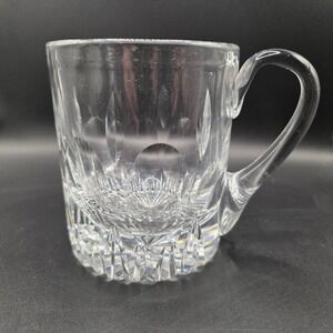 Vintage Heavy Cut Lead Crystal Glass Mug Beer Stein Thumbprint Starburst 5in